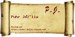 Puhr Júlia névjegykártya